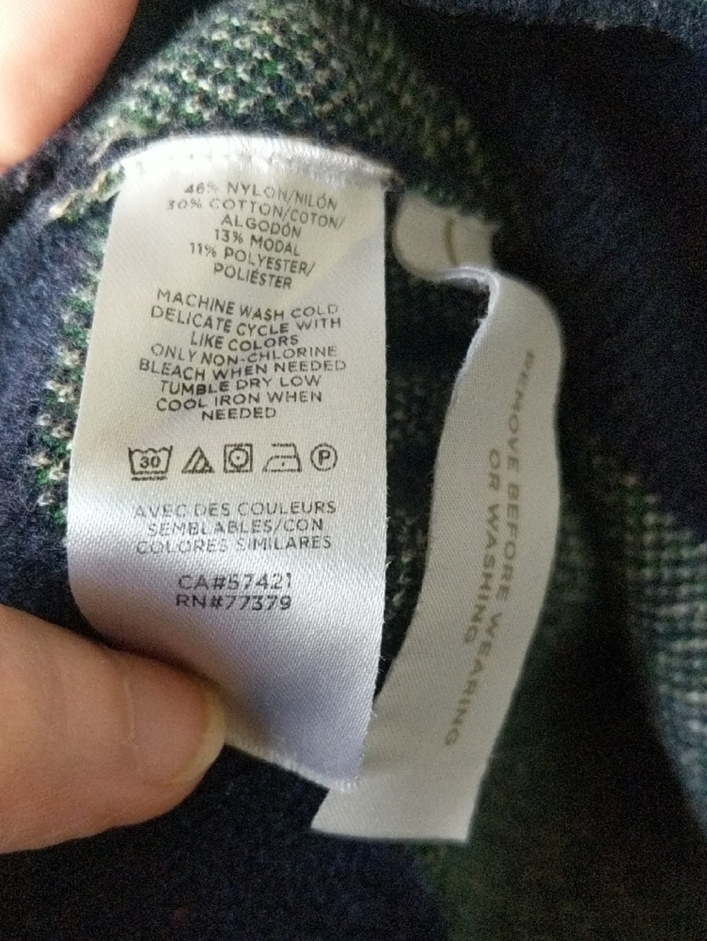 Ann Taylor Plaid Puff Sleeve Sweater Green Navy Knit XS Measurements - Picture 3 of 11
